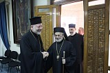 Metropolitan JOSEPH greets Patriarch IGNATIUS IV at the Antiochian Patriarchate in Damascus, Syria on November 15, 2010, during the pilgrimage His Eminence led that year to Syria, Lebanon and Antioch, Turkey.