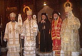 From left, Bishop NICHOLAS, Bishop ANTHONY, Patriarch IGNATIUS IV, Metropolitan JOSEPH and Bishop JOHN in Balamand, Lebanon on December 11, 2011, the day His Beatitude consecrated the three auxiliary bishops for the North American archdiocese.